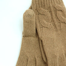 Womens | Cashmere Tech Gloves with Cables | Cammello Chiaro