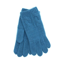 Womens | Cashmere Tech Gloves with Cables | Palace Blue