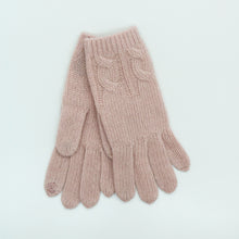 Womens | Cashmere Tech Gloves with Cables | Misty Rose