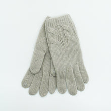 Womens | Cashmere Tech Gloves with Cables | Pelican Grey