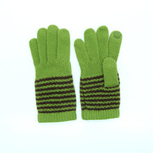 Womens | Cashmere Tech Striped Gloves | Cedar Green/Brown