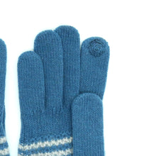 Womens | Cashmere Tech Striped Gloves | Palace Blue/Pelican