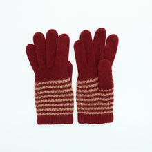 Womens | Cashmere Tech Striped Gloves | Rum/Copper