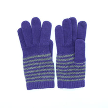 Womens | Cashmere Tech Striped Gloves | Uva Violet/Medium Grey