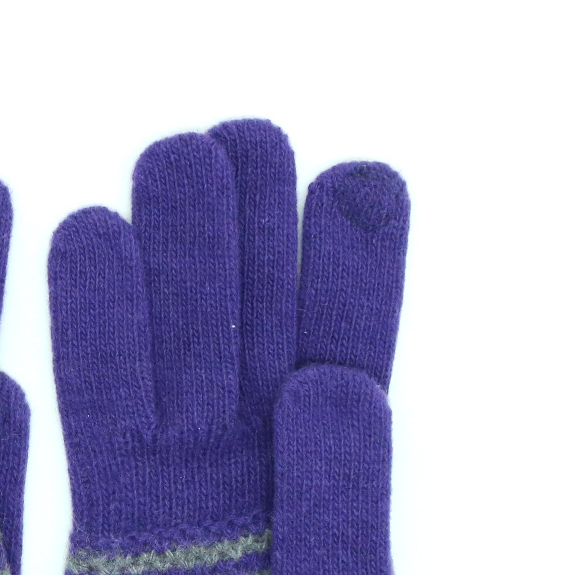 Womens | Cashmere Tech Striped Gloves | Uva Violet/Medium Grey