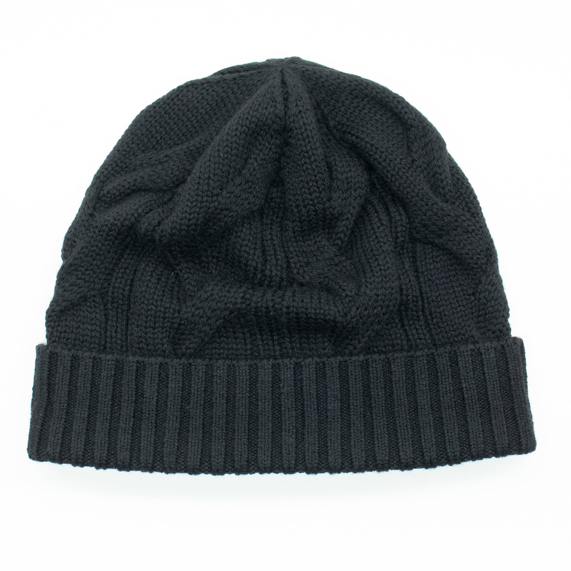 Unisex | Merino Beanie with Cables | Black