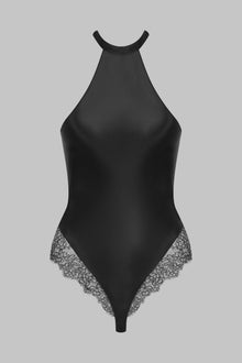 Thong body with american collar - Rendez-Vous | Black
