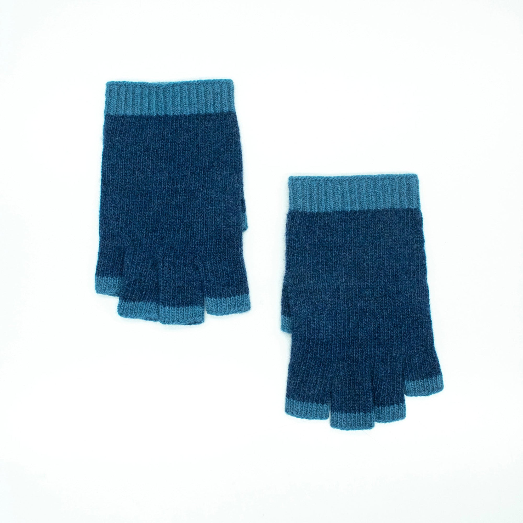 Men's Cashmere Fingerless Gloves | Denim/Blue