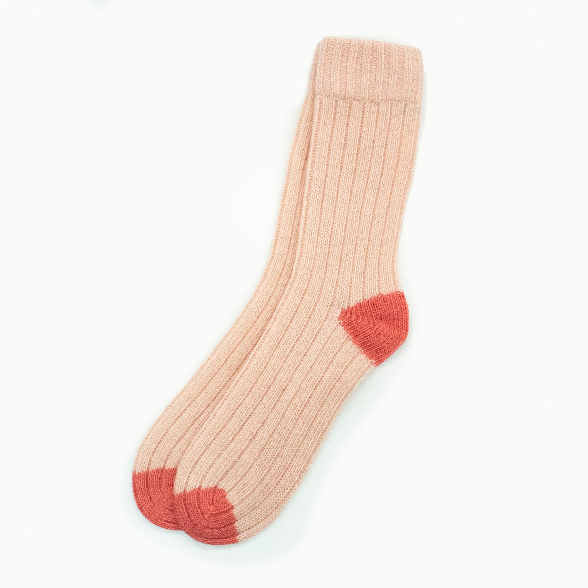 Cashmere Ribbed Socks With Contrast Color | Pink