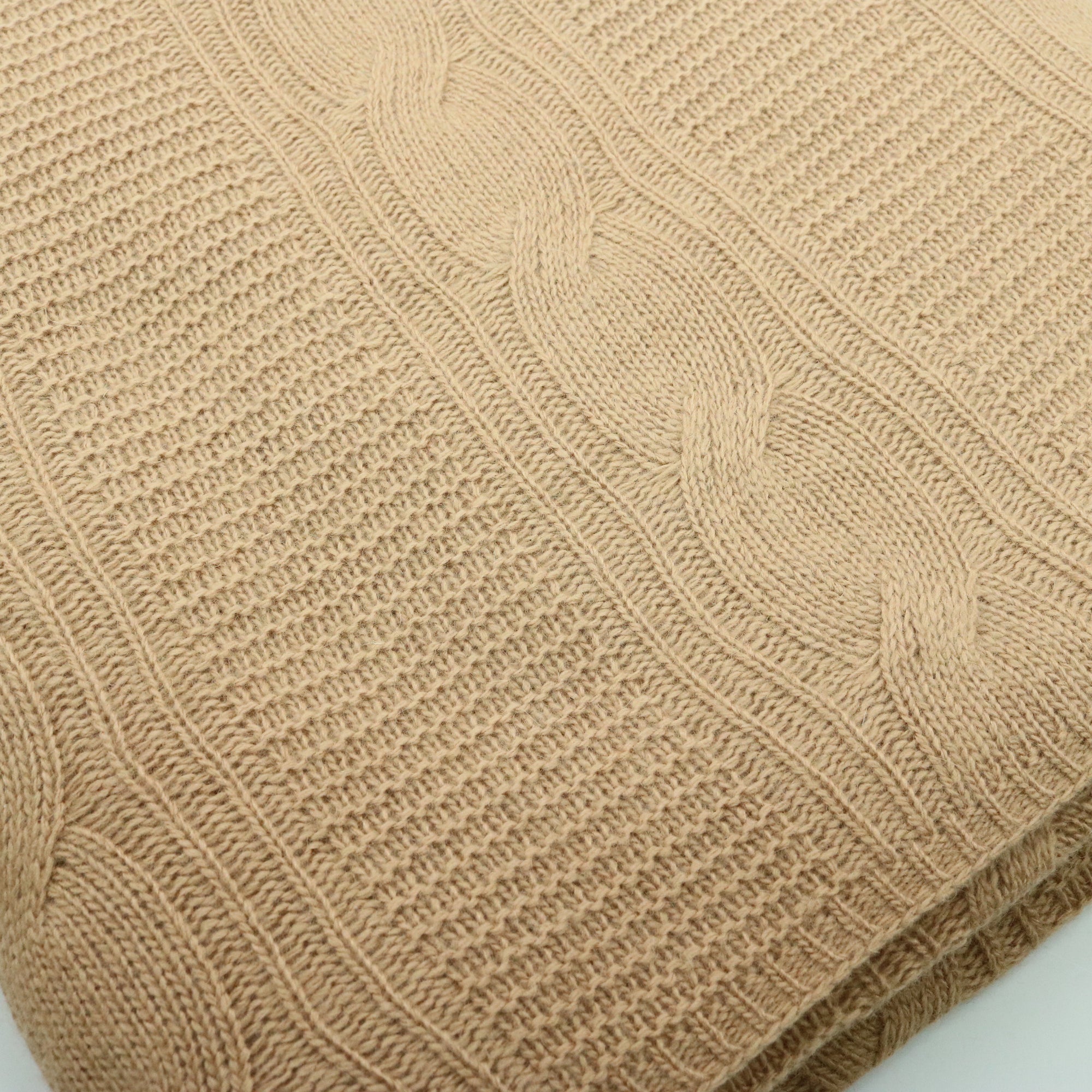 Unisex | Bed Throw In Cable Design | Camel