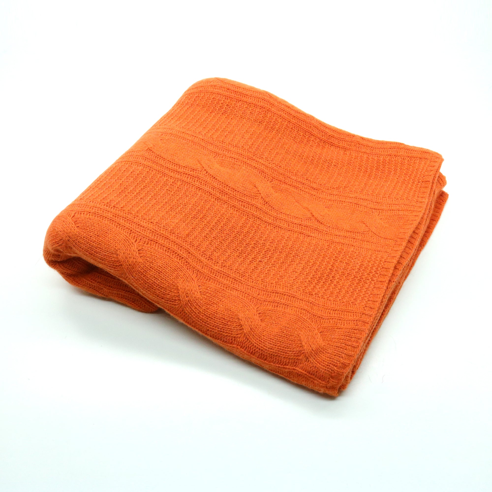 Unisex | Bed Throw In Cable Design | Jaffa Orange
