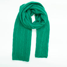 Womens | Cashmere Wrap with Cables | Bright Jade