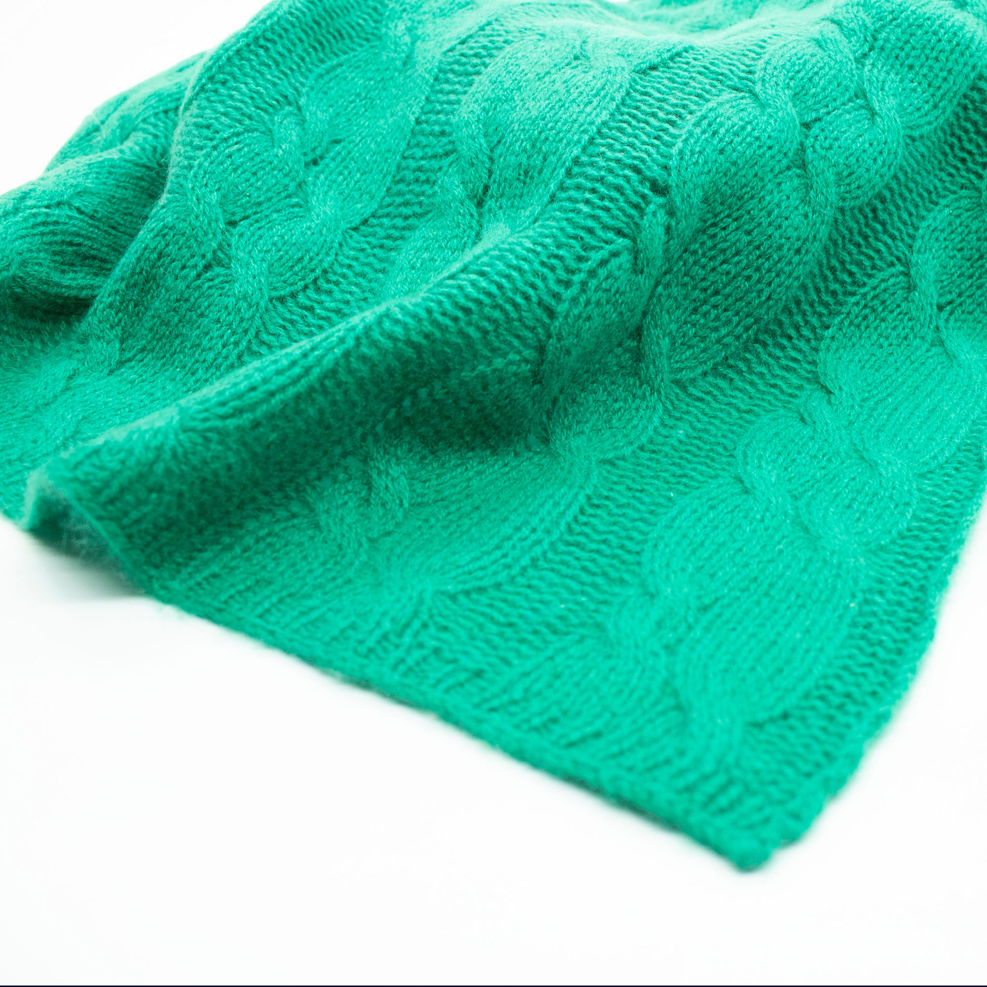Womens | Cashmere Wrap with Cables | Bright Jade