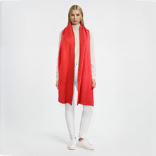 Womens | Cashmere Wrap with Cables | Cherry