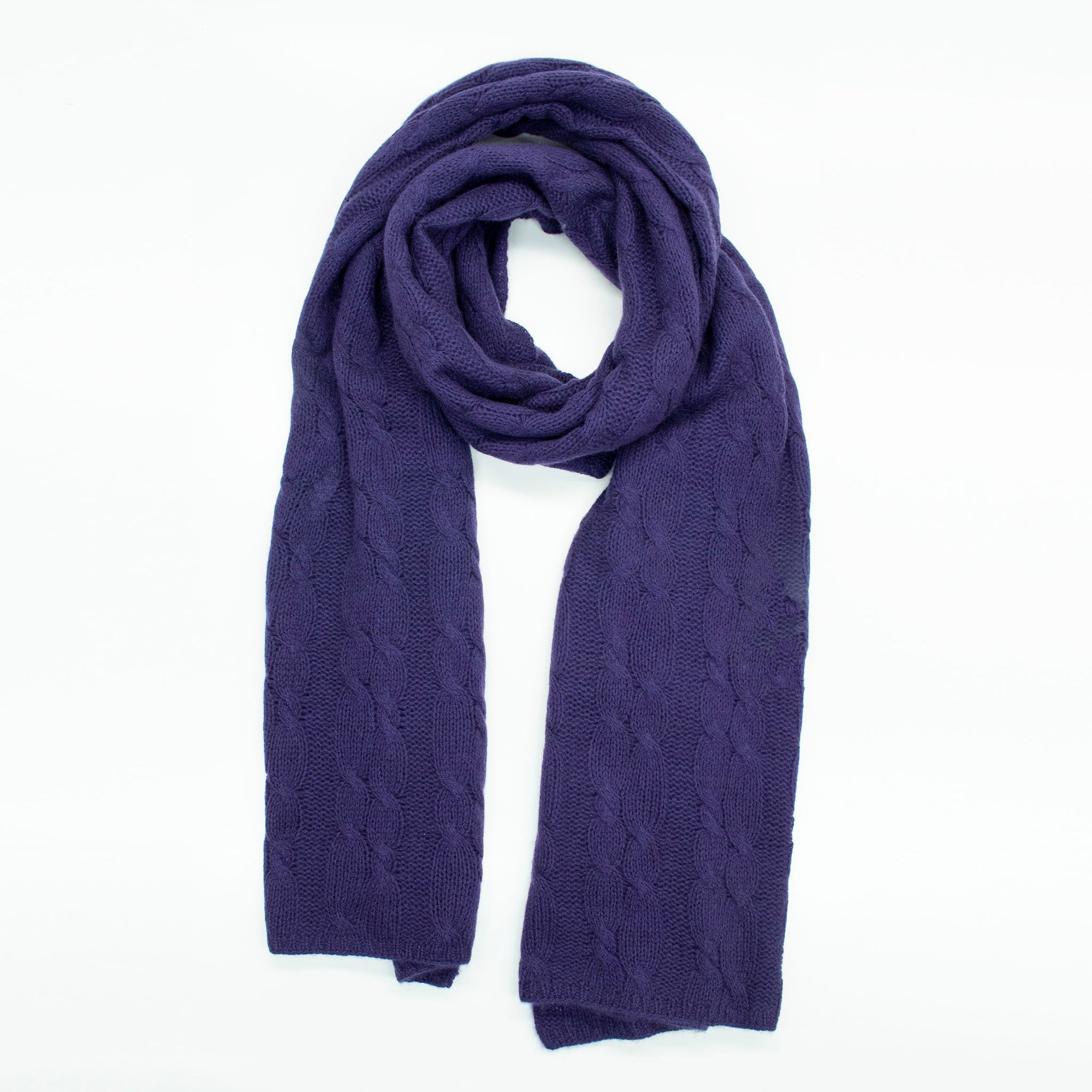 Womens | Cashmere Wrap with Cables | Wild Plum