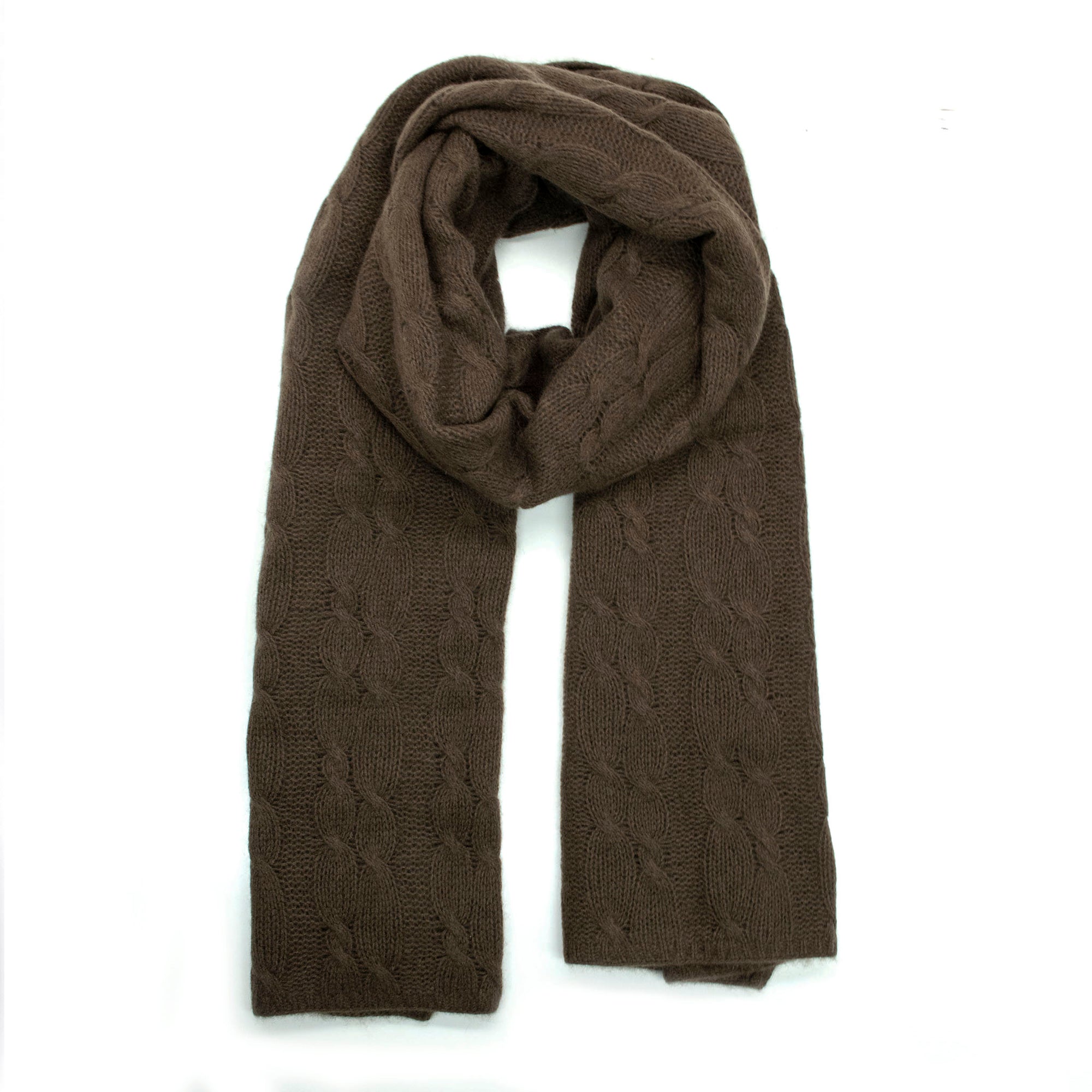Womens | Cashmere Wrap with Cables | Marron Glace