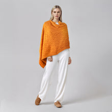 Womens | Cowlneck Poncho In Cable Design | Pumpkin