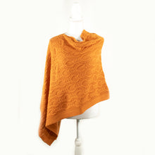 Womens | Cowlneck Poncho In Cable Design | Pumpkin