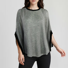 Womens | Color Block Poncho | Light Grey