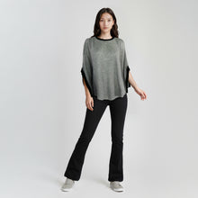 Womens | Color Block Poncho | Light Grey