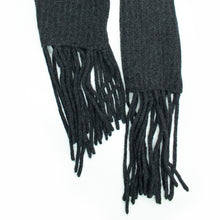 Womens | Chunky Ribbed Wrap with Fringes | Charcoal