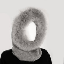Womens | Cashmere Hood with Fur | Light Grey