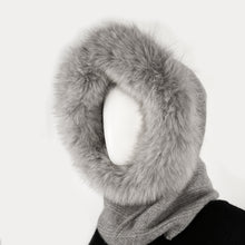 Womens | Cashmere Hood with Fur | Light Grey