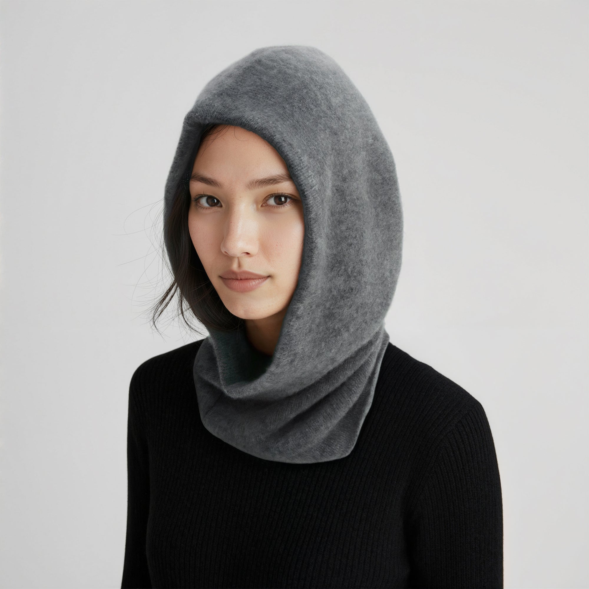 Womens | Brushed Cashmere Hood | Pewter