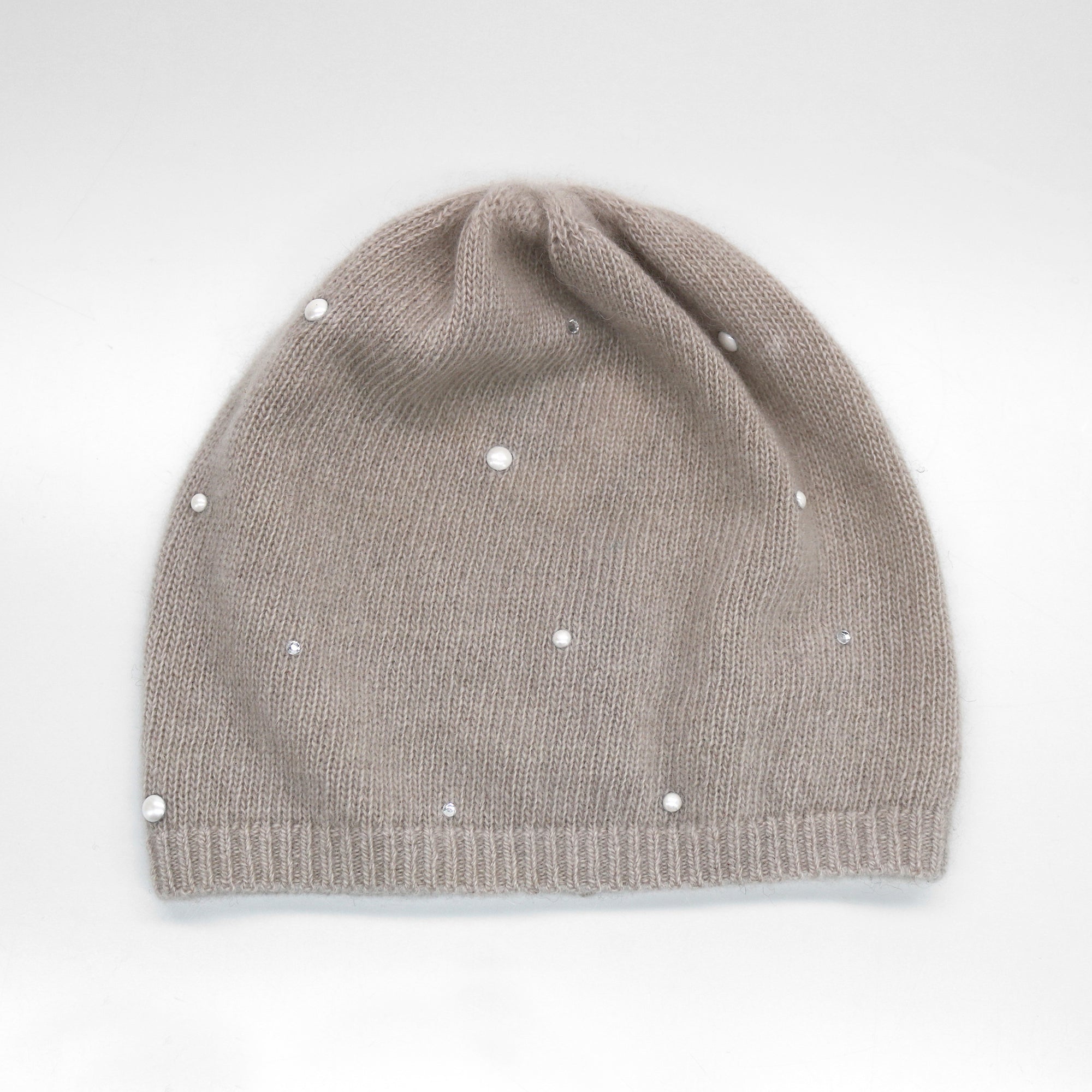 Womens | Cashmere Beanie with Pearls And Crystals | Herrings