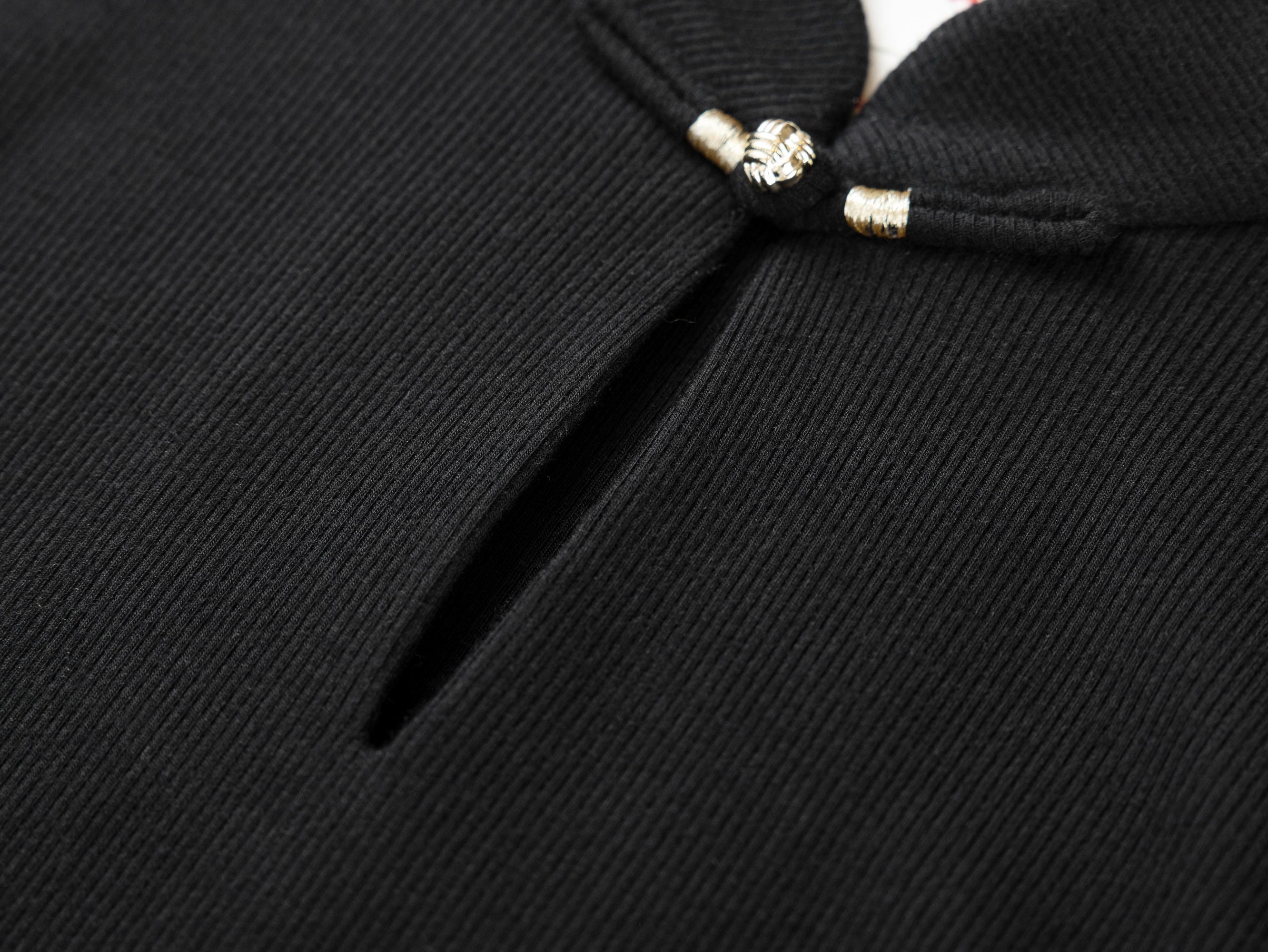Mandarin Collar Long-Sleeve Top | Black