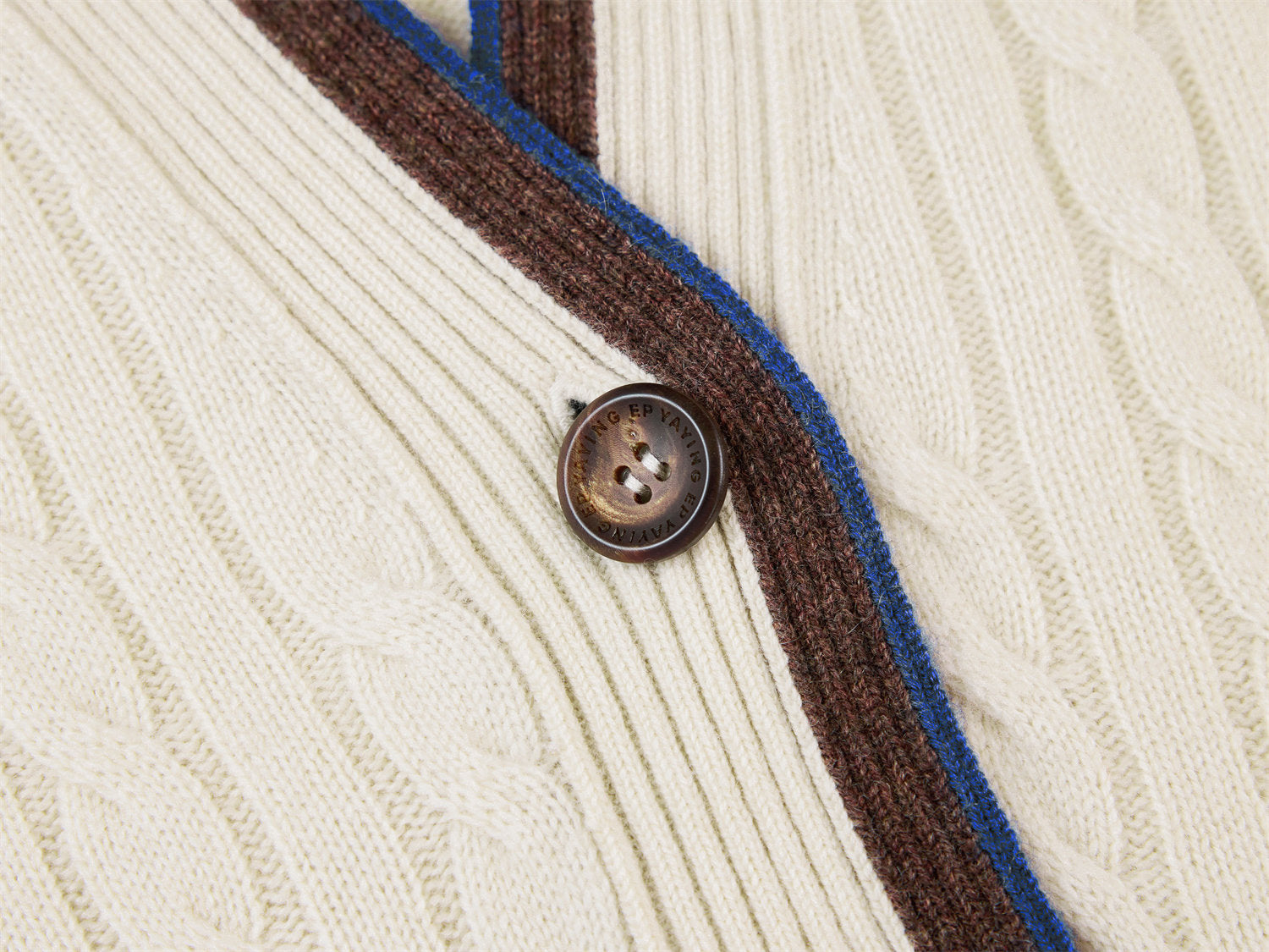 Yak Wool Ethnic Jacquard Cable Knit Cardigan | Beige