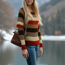 Womens | Cashmere Sweater In Multi Stripes | Brown Combo
