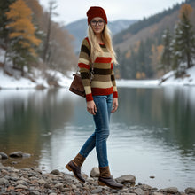 Womens | Cashmere Sweater In Multi Stripes | Brown Combo