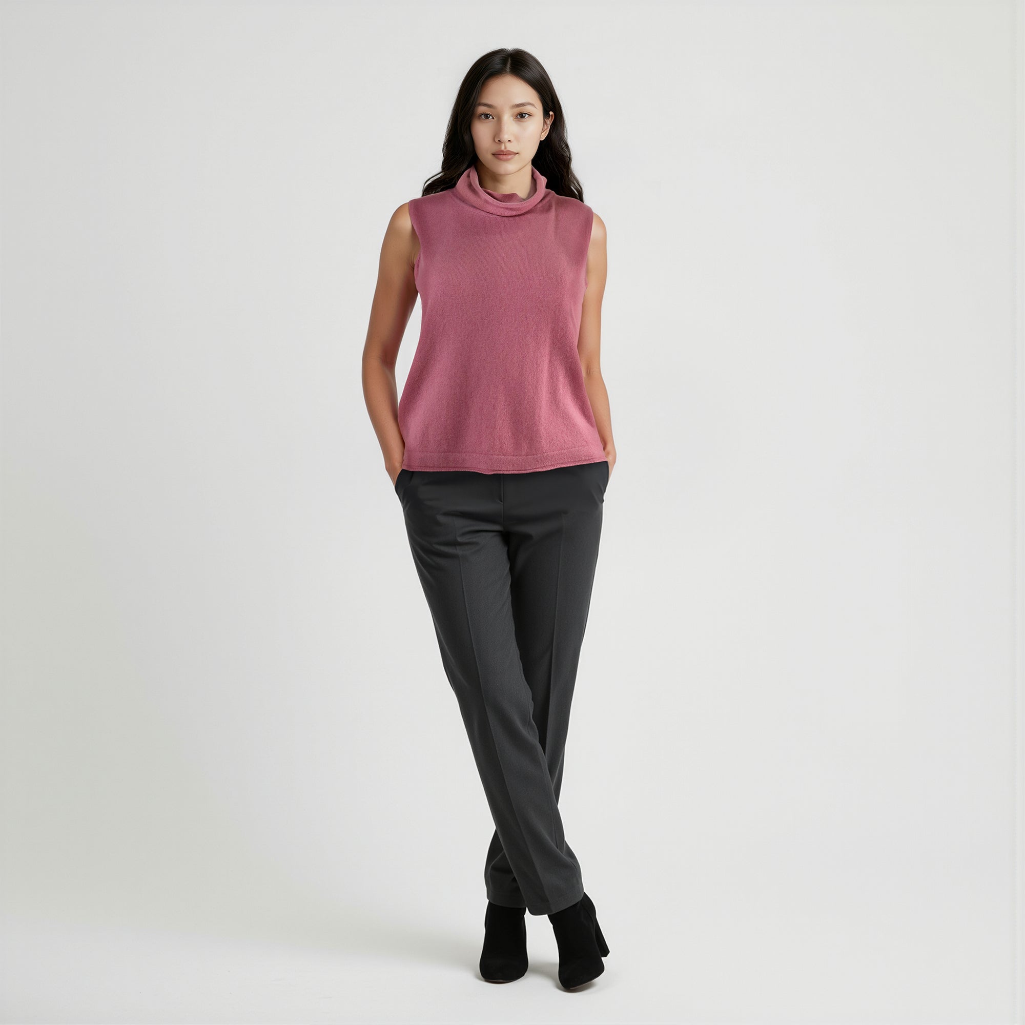 Womens | Cashmere Sweater In Multi Stripes | Dusty Rose