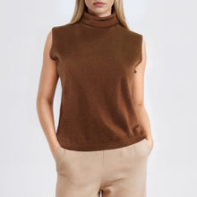 Womens | Cashmere Sleeveless Turtleneck Sweater | Heather Vicuna