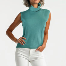 Womens | Cashmere Sleeveless Turtleneck Sweater | Silver Blue