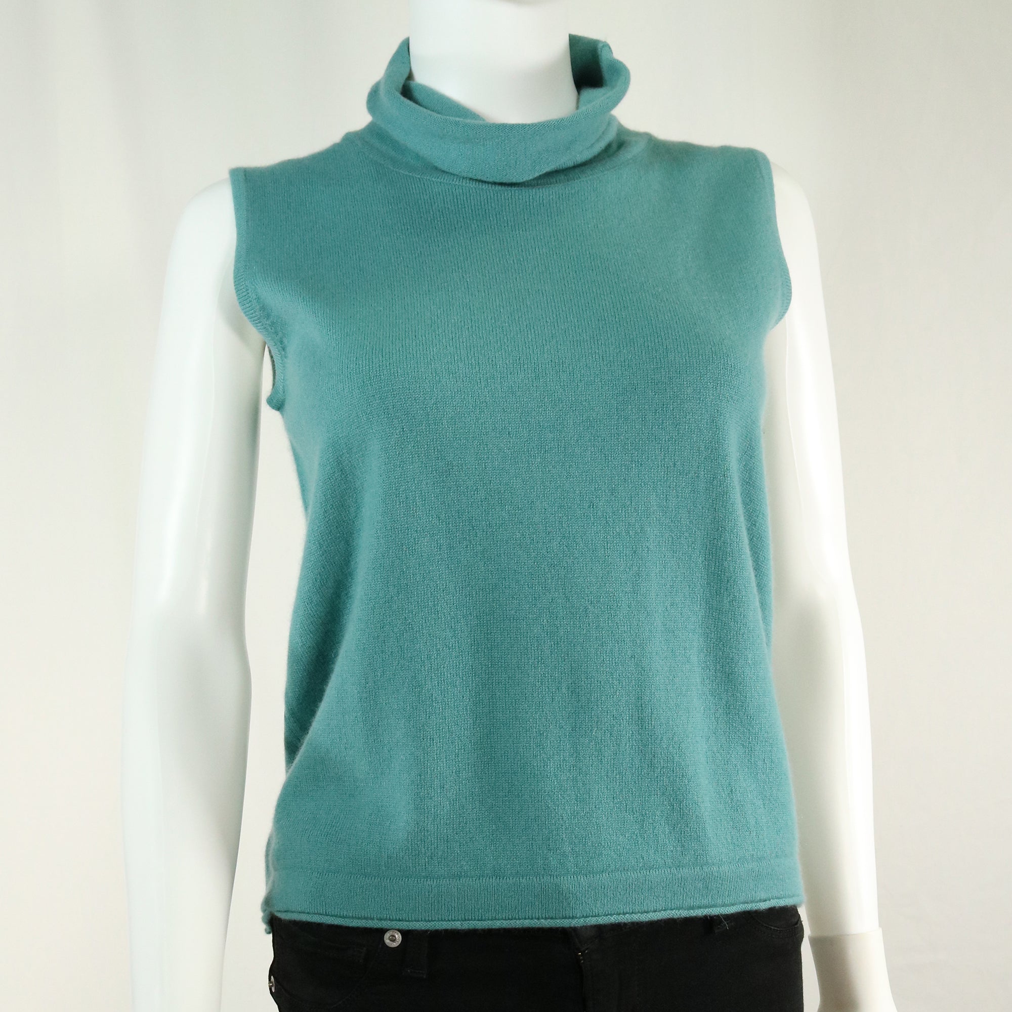 Womens | Cashmere Sleeveless Turtleneck Sweater | Silver Blue