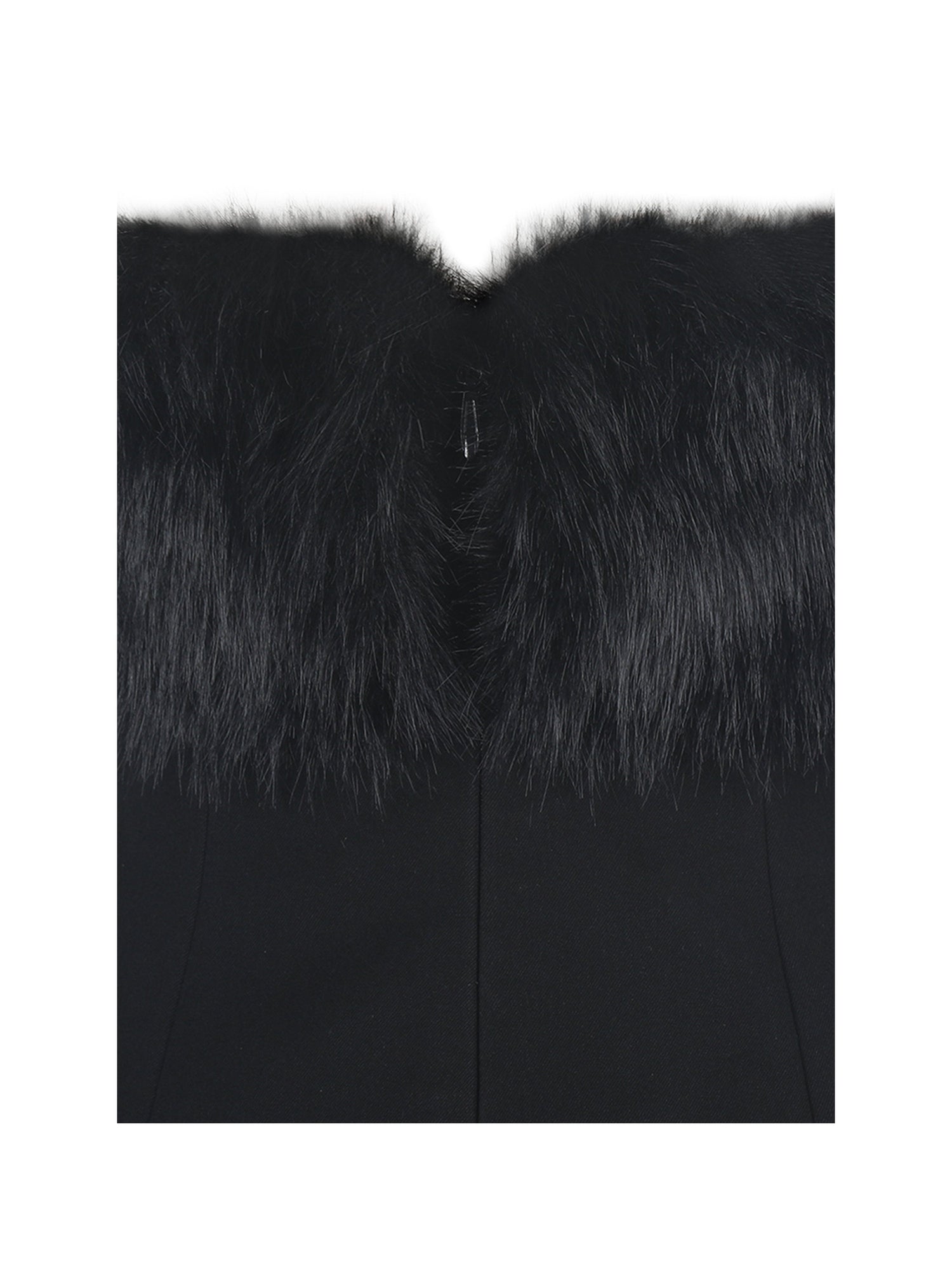 Evelyn Fur-Trimmed Mini A-Line Dress | Black