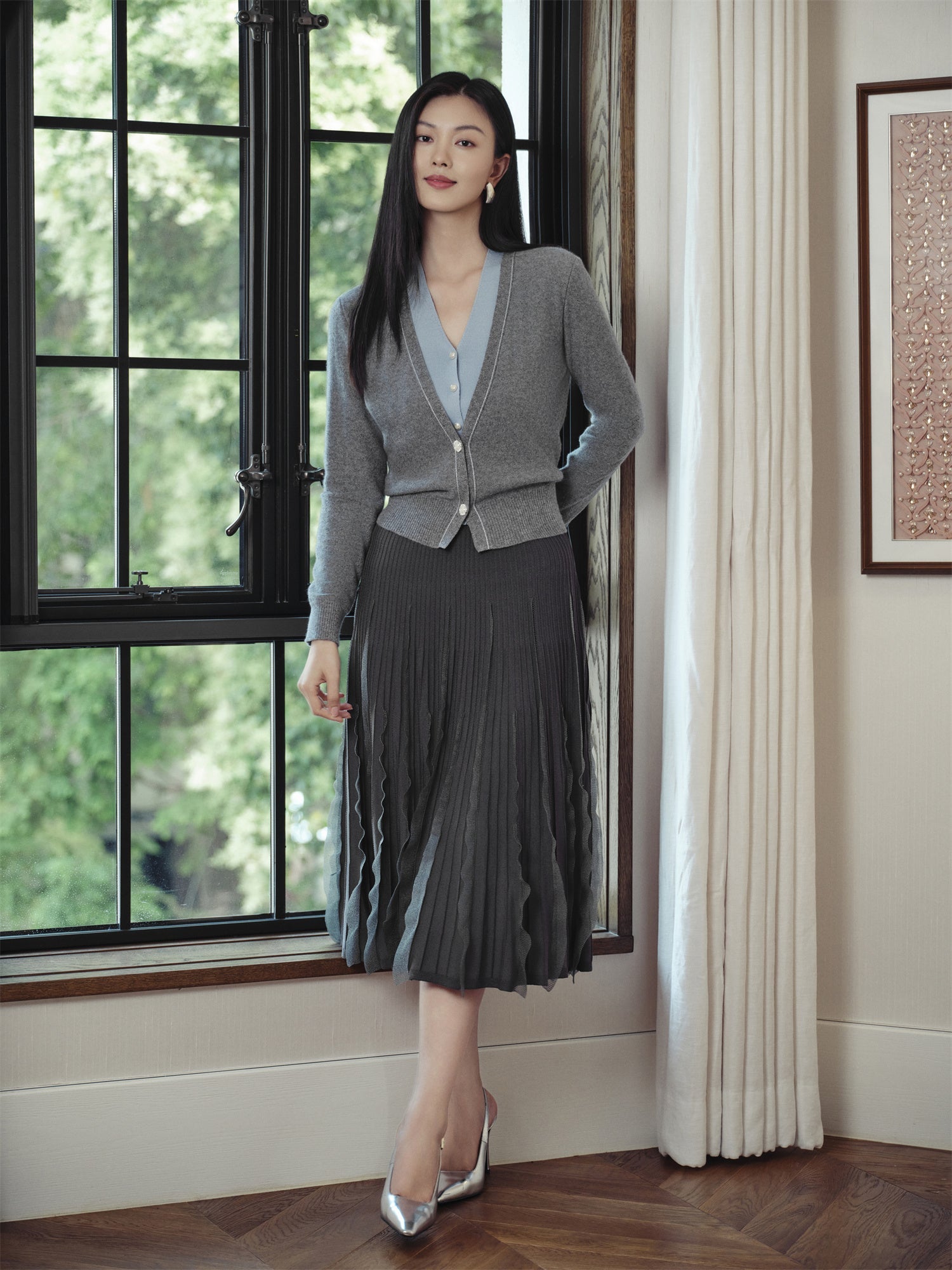 Faux Two-Piece Pullover | Grey
