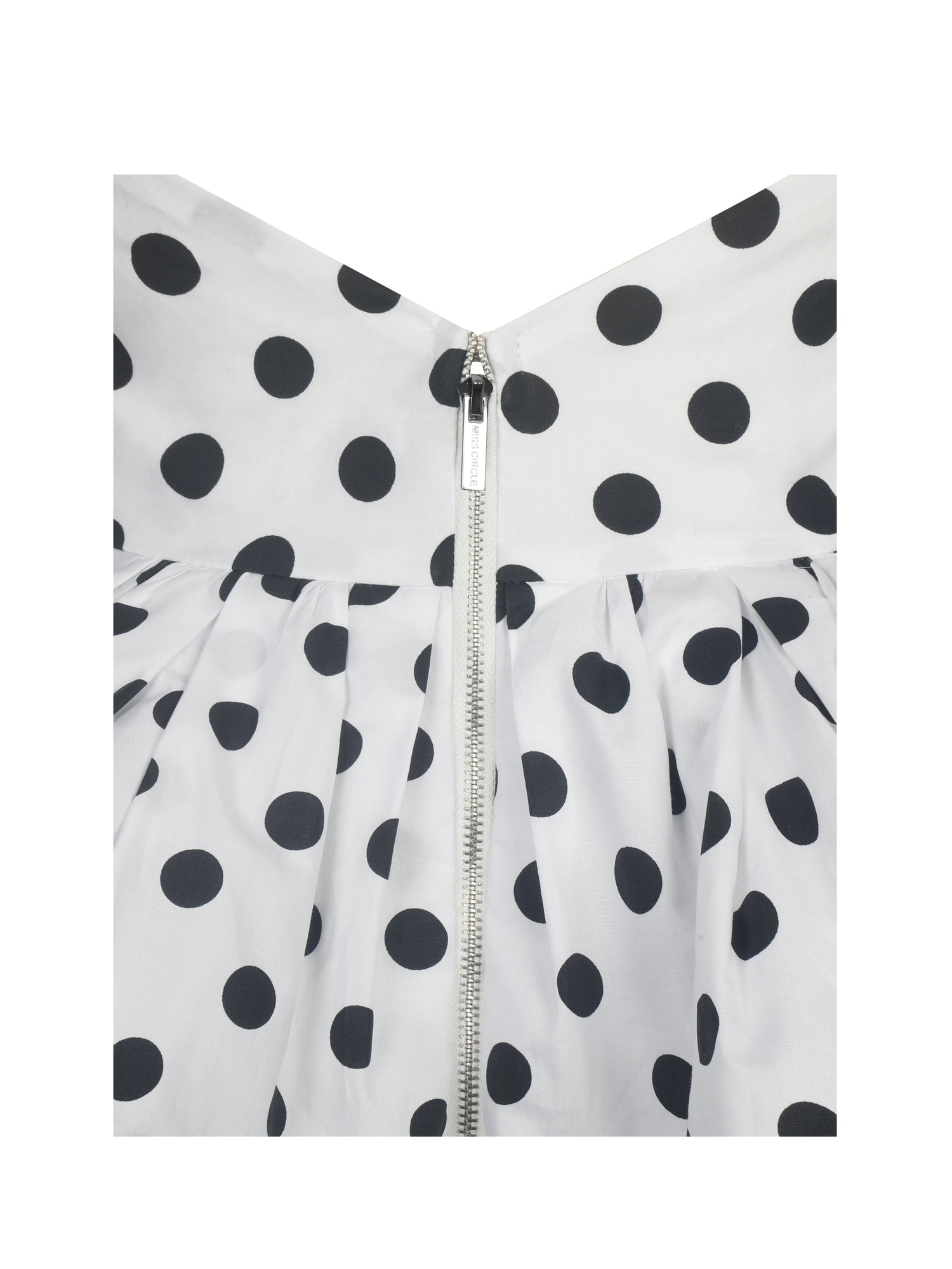 Ilene Polka Dot Cotton Poplin Bubble Hem Halter Top | Black and White Polka Dot