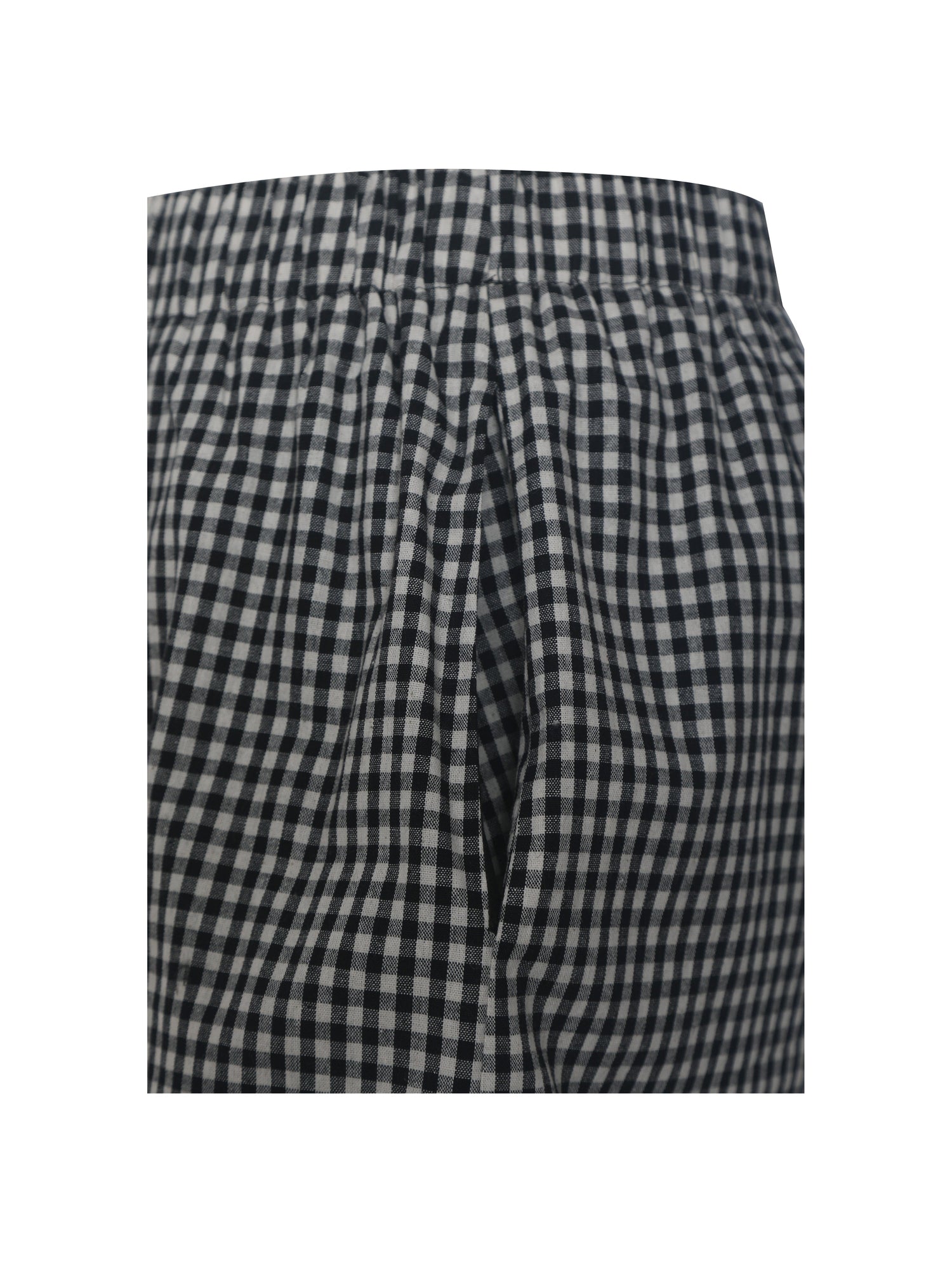 Qutayla Cotton Lace Trim Shorts | Black Gingham