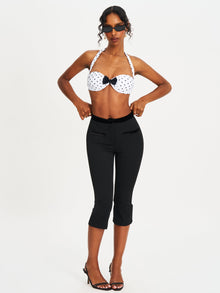 Olivea Polka Dot Bowtie Halter Bikini Top | Black