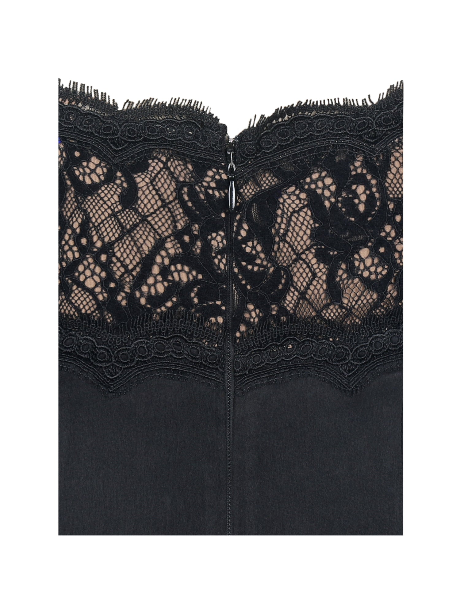 Umra Contrast Lace Sweetheart Gathered Mini Dress | Black