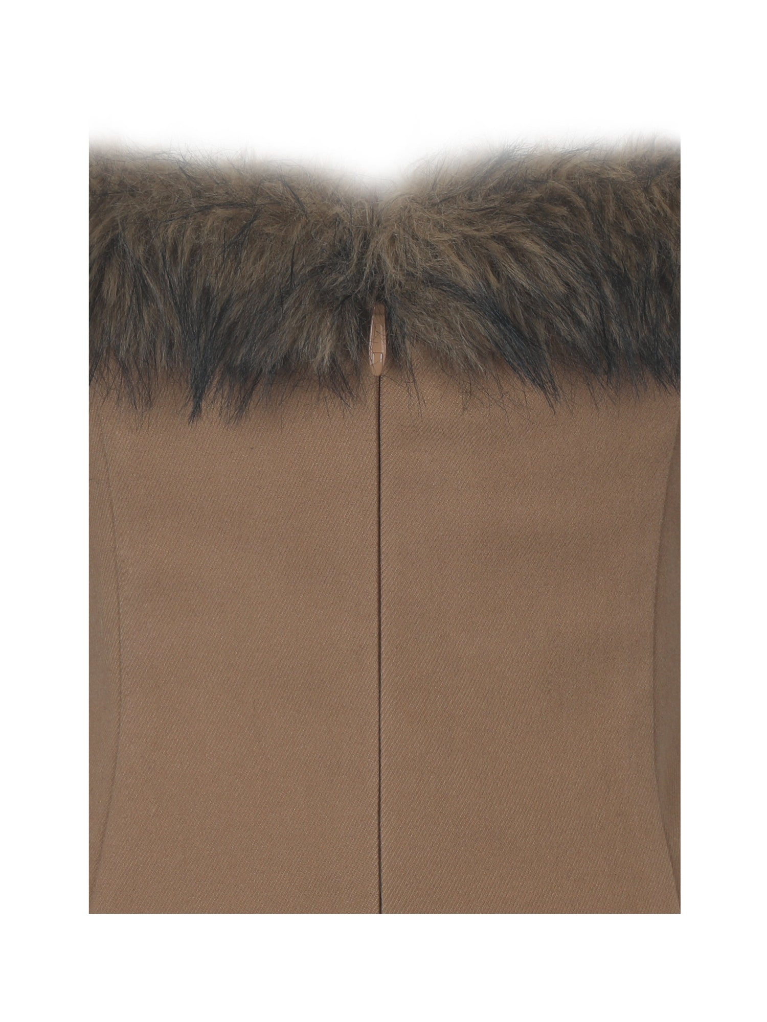 Rayanne Strapless Fur-Trimmed Sweetheart Midi Dress | Chestnut