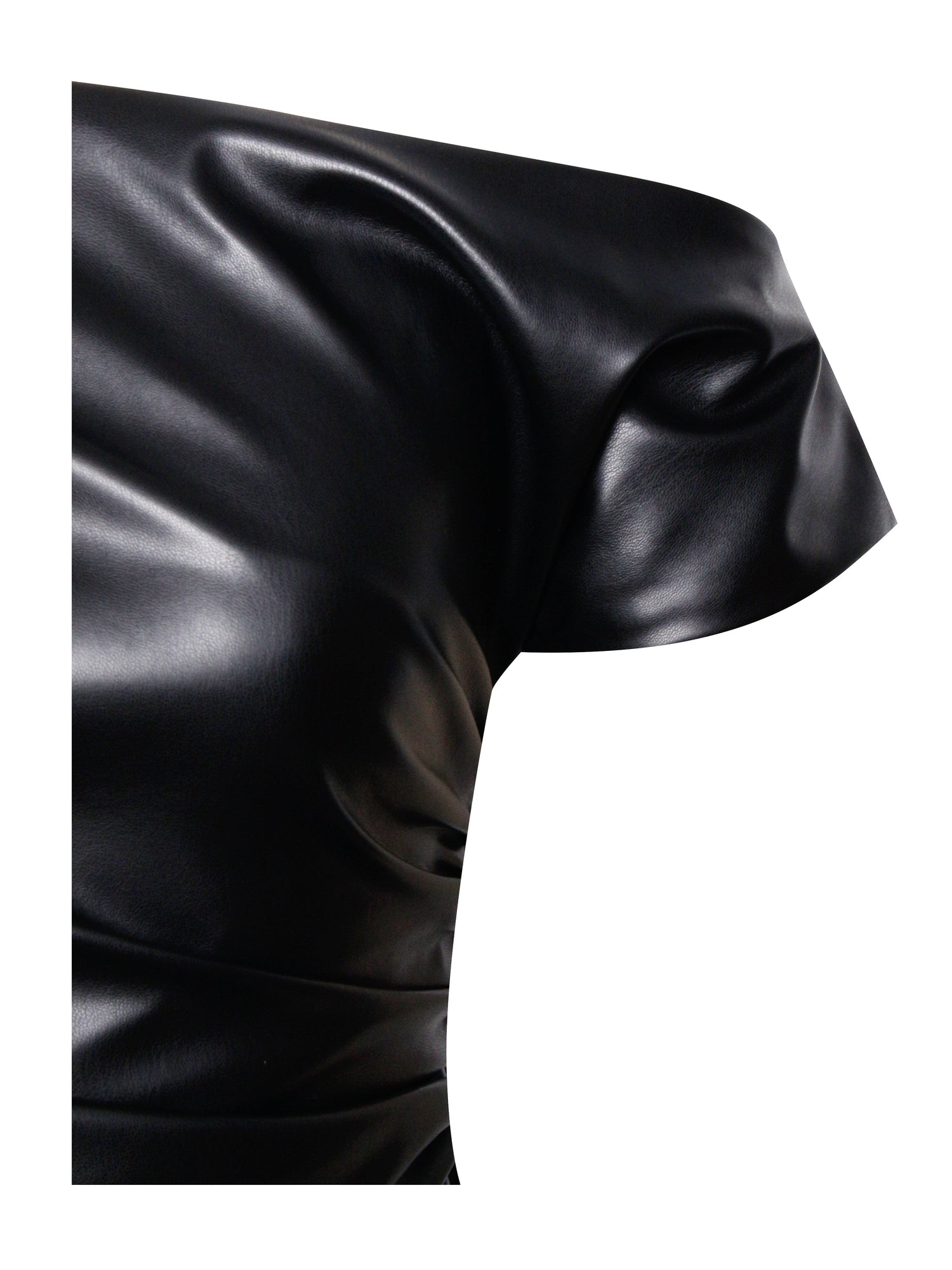Yara Vegan Leather Slash Neck Tank Top | Black