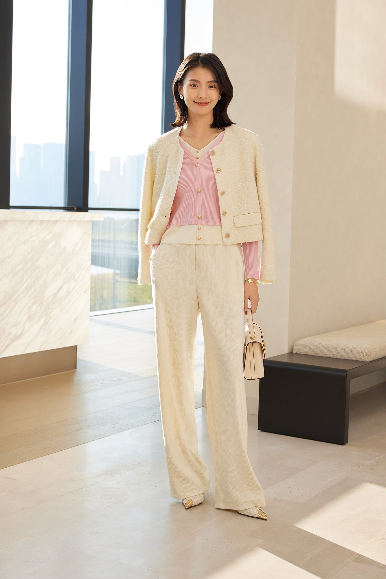 Merino Wool Knit Sweater | Pink