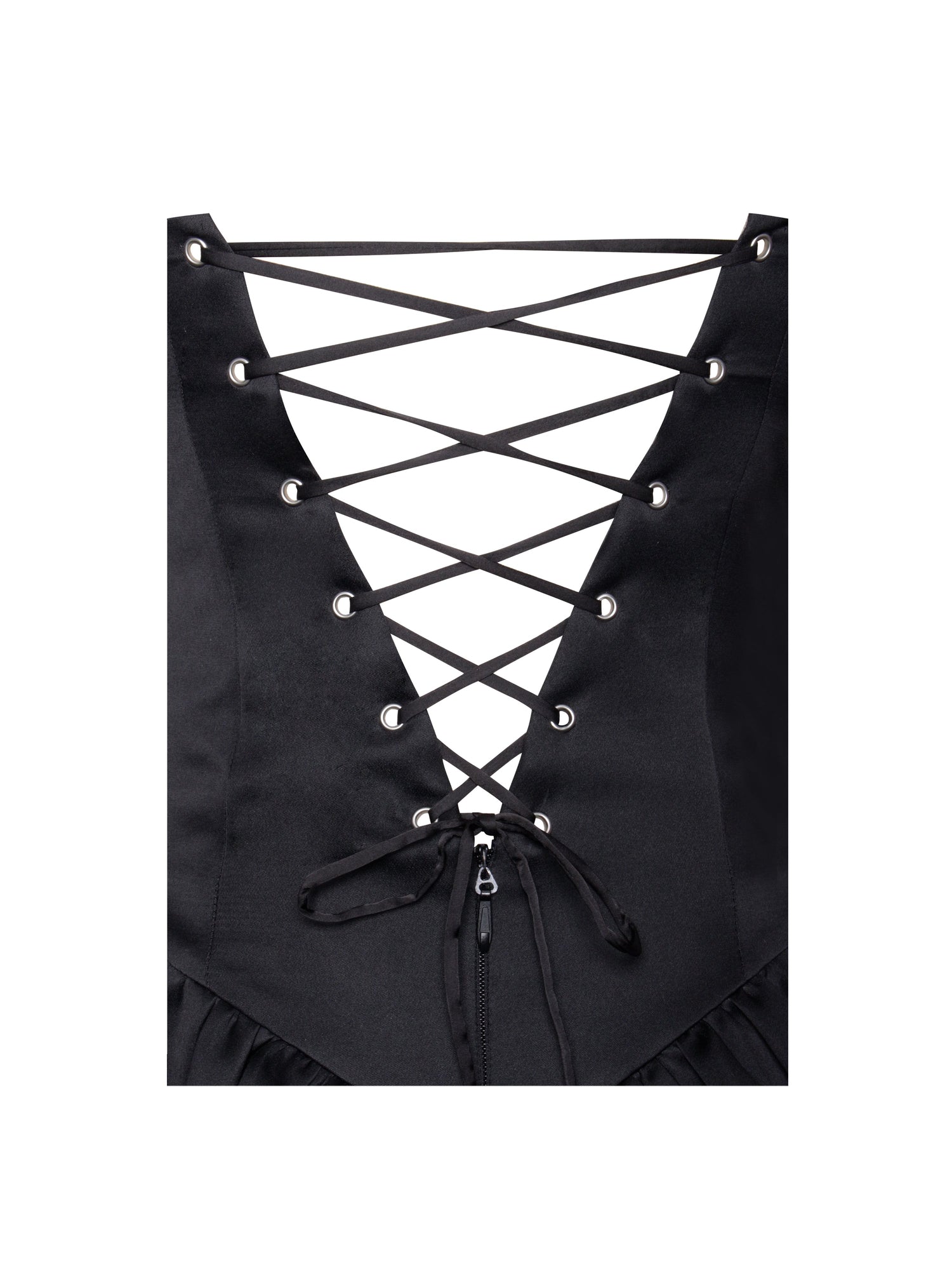 Silvia Satin Crystal Bustier A-Line Mini Dress | Black