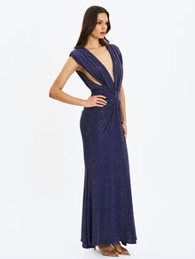 Terri Sparkle Plunging Backless Maxi Dress | Navy