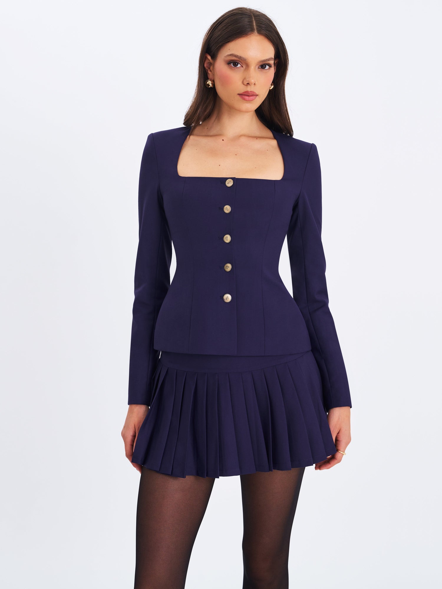 Skylar Pleated A-Line Mini Skirt | Indigo