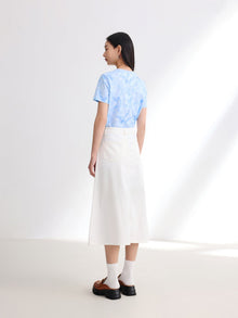 A-line Denim Skirt | White
